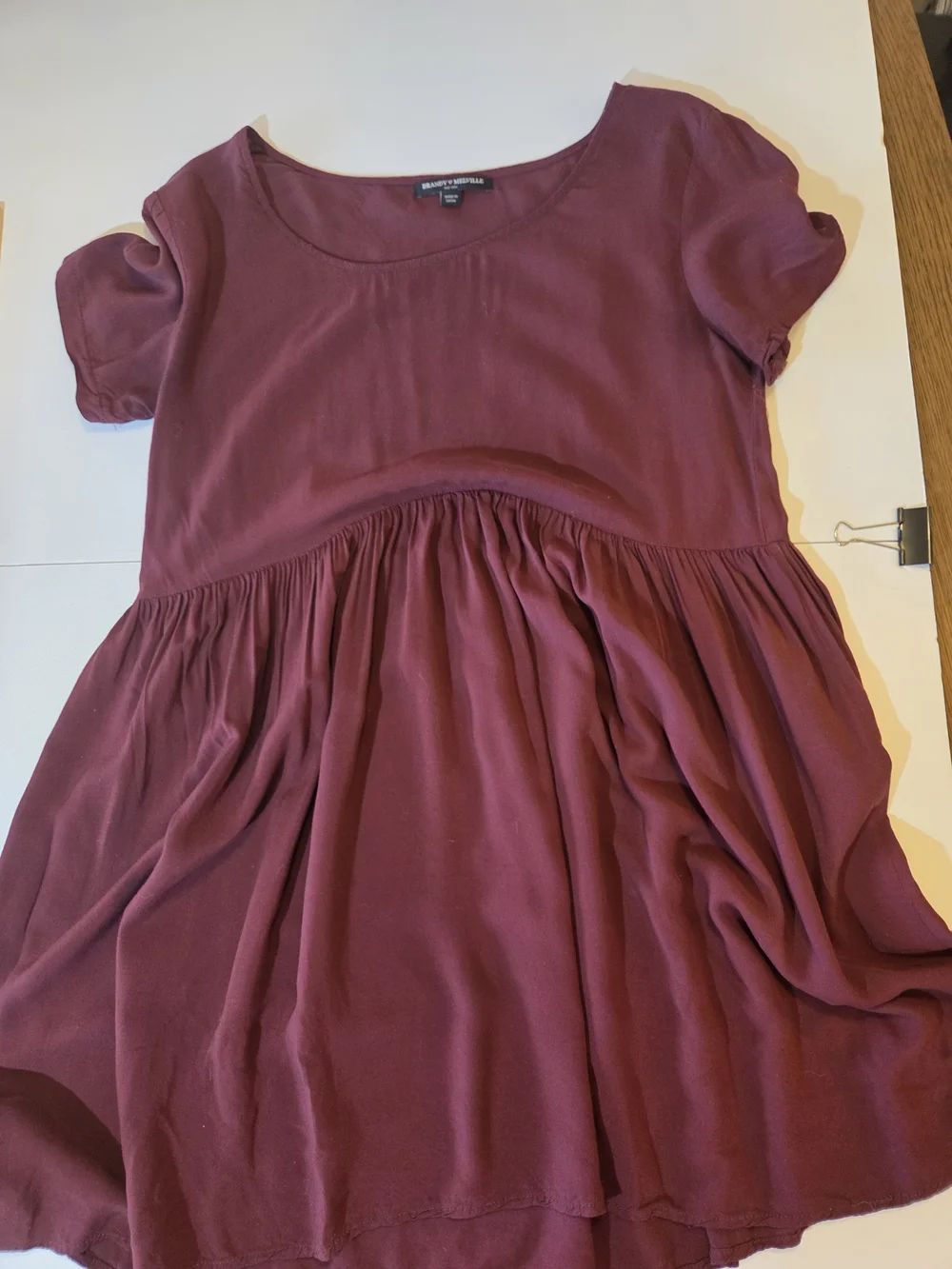 Brandy Melville Burgundy Short-Sleeve Babydoll Tunic - Picture 2 of 8
